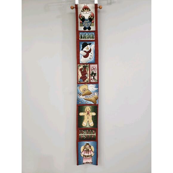 GORGEOUS tapestry wall hanging snowman christmas peace angel gingerbread decor - Picture 9 of 9